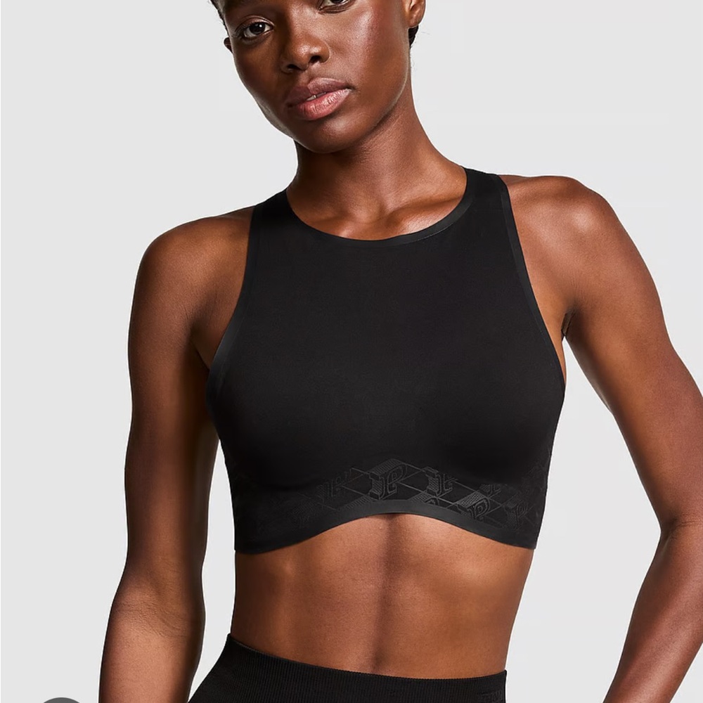victoria's secret relay high-neck logo sports bra